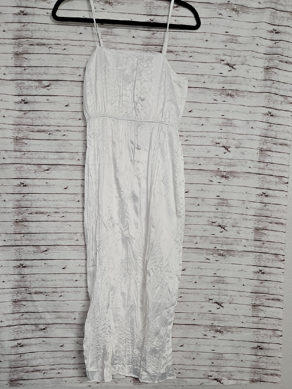 White Satin Slip Dress with Spaghetti Straps